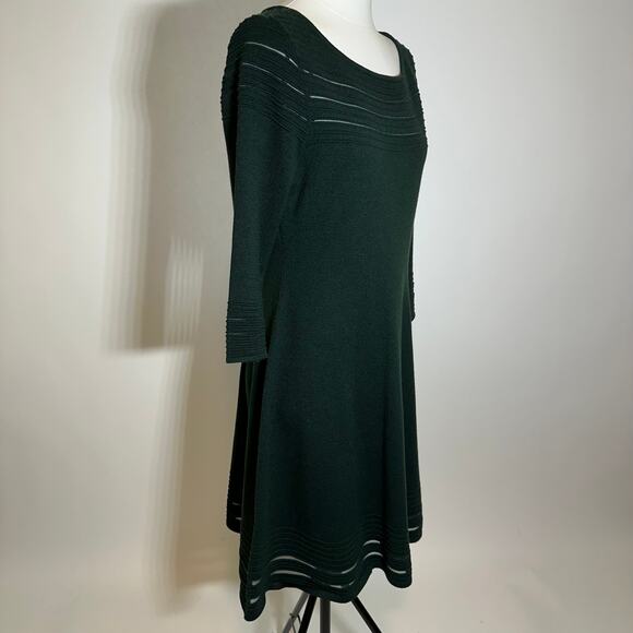 NWT JH Jessica Howard Green Mesh Striped Trim Sweater Dress Womens Size Large L - Picture 4 of 12